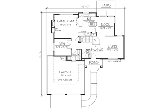 Floor Plan - Main Floor for Traditional House Plan #100-448 - 3 bed, 2.5 bath