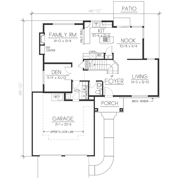 Traditional Floor Plan - Main Floor Plan #100-448