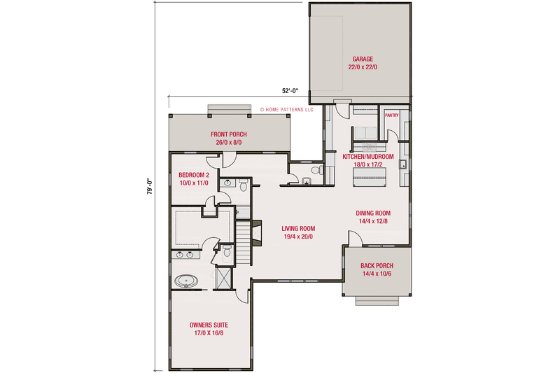 Dream House Plan - Floor Plan - Main Floor for Farmhouse House Plan #461-108 - 4 bed, 3.5 bath