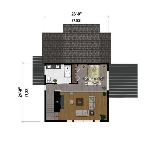 Cabin Floor Plan - Upper Floor Plan #25-4970