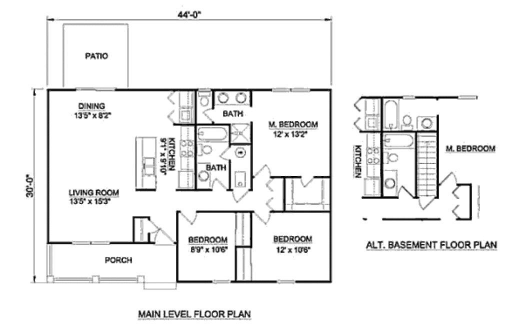 Ranch Style House Plan 3 Beds 2 Baths 1200 Sq Ft Plan 116 242 Houseplans Com