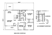 Ranch Style House Plan - 3 Beds 2 Baths 1200 Sq/Ft Plan #116-242 
