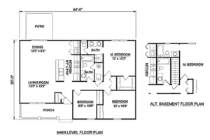 Floor Plan - Main Floor for Ranch House Plan #116-242 - 3 bed, 2 bath
