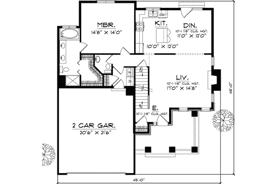 Floor Plan - Main Floor for Mediterranean House Plan #70-642 - 4 bed, 3.5 bath