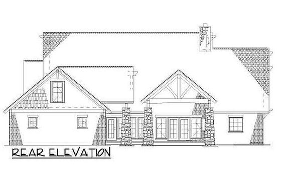 Exterior - Rear Elevation for Craftsman House Plan #17-2445 - 4 bed, 3.5 bath