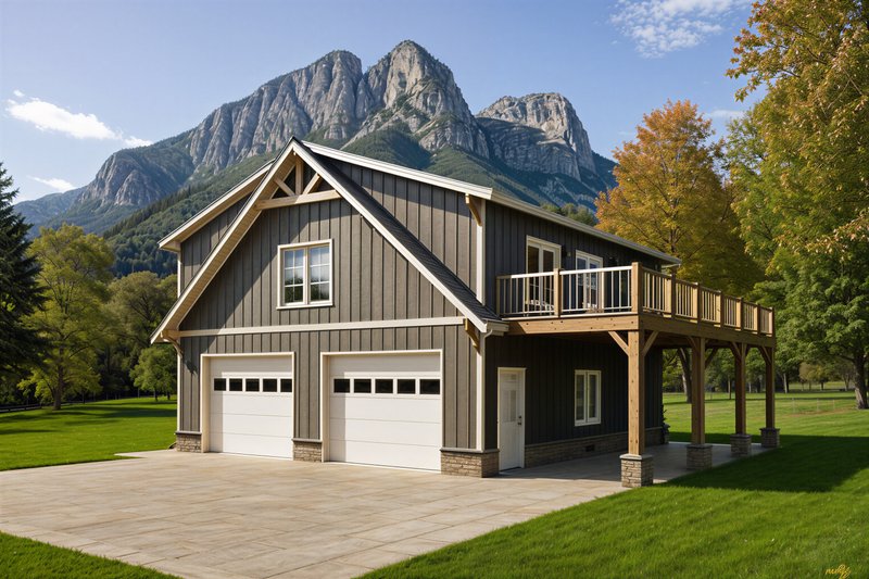 Country Style House Plan - 1 Beds 1 Baths 1296 Sq/Ft Plan #1084-17 Exterior