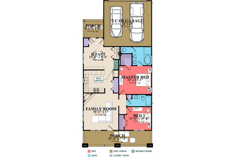 Architectural House Design - Floor Plan - Main Floor for Craftsman House Plan #63-272 - 2 bed, 2 bath