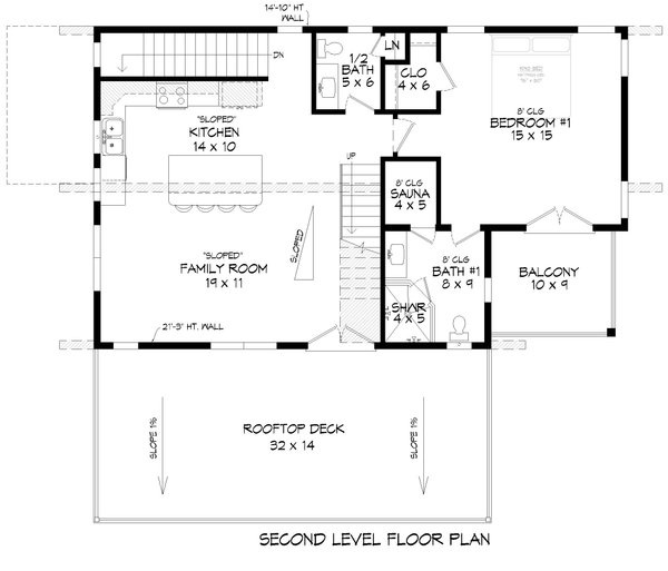 Contemporary Floor Plan - Upper Floor Plan #932-1225