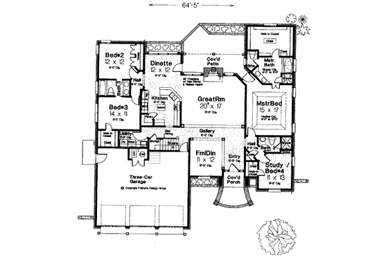 Floor Plan - Main Floor for European House Plan #310-257 - 4 bed, 3 bath