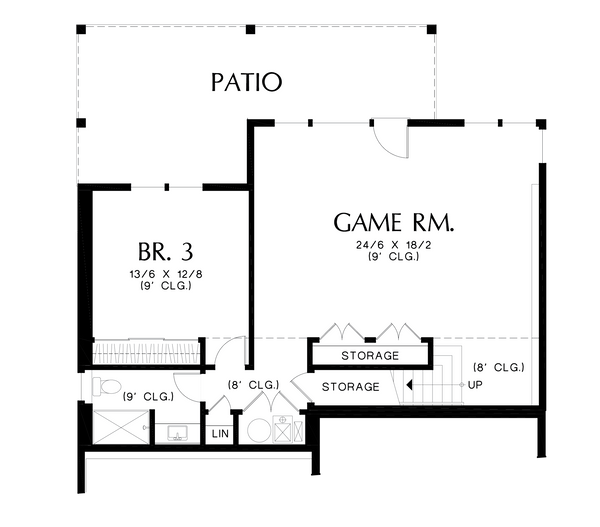 House Blueprint - Farmhouse Floor Plan - Lower Floor Plan #48-1058