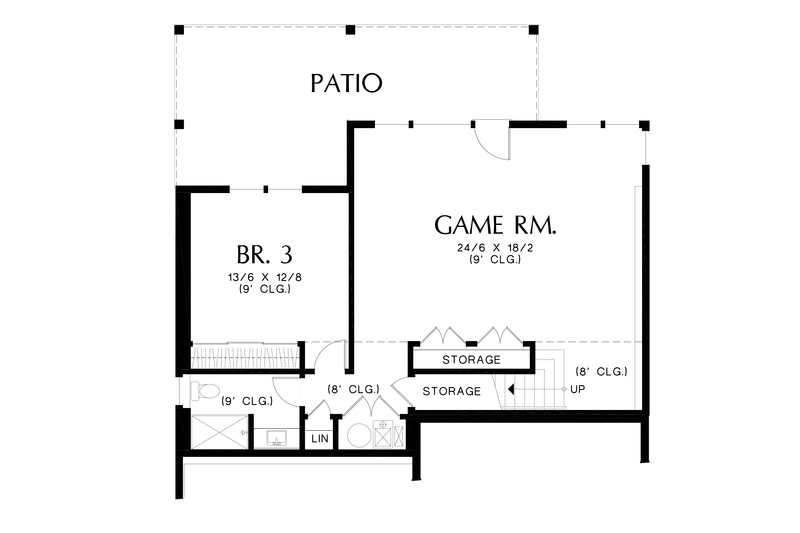 House Blueprint - Floor Plan - Lower Floor for Farmhouse House Plan #48-1058 - 3 bed, 3 bath
