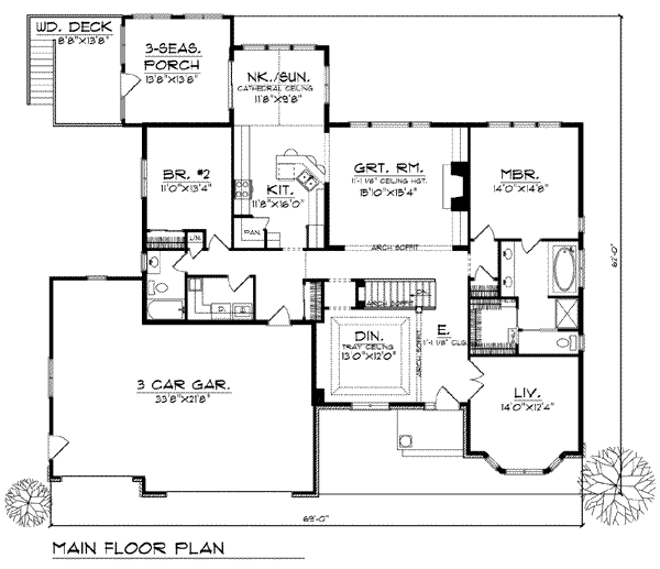 Home Plan - Traditional Floor Plan - Main Floor Plan #70-786