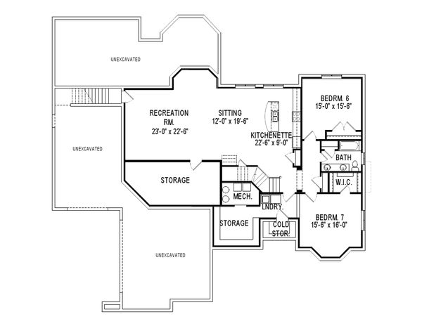Architectural House Design - European Floor Plan - Lower Floor Plan #920-12