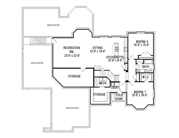 European Floor Plan - Lower Floor Plan #920-12