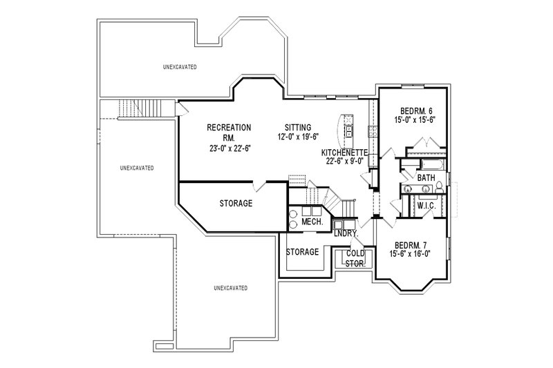 Dream House Plan - Floor Plan - Lower Floor for European House Plan #920-12 - 5 bed, 3.5 bath