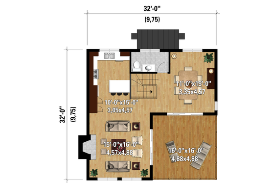 Floor Plan - Upper Floor 1 for Contemporary House Plan #25-4365 - 3 bed, 2 bath