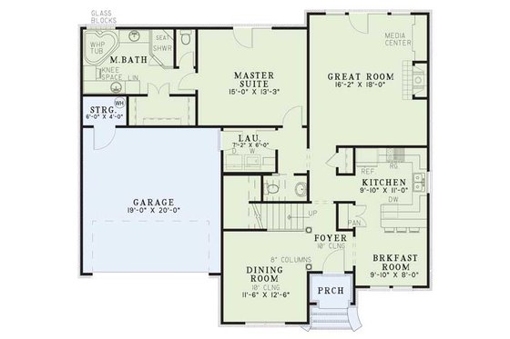 Floor Plan - Main Floor for European House Plan #17-267 - 3 bed, 2.5 bath