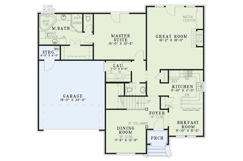 House Blueprint - Floor Plan - Main Floor for European House Plan #17-267 - 3 bed, 2.5 bath