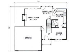 Floor Plan - Main Floor for Traditional House Plan #67-510 - 3 bed, 2.5 bath