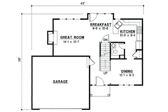 Floor Plan - Main Floor for Traditional House Plan #67-510 - 3 bed, 2.5 bath