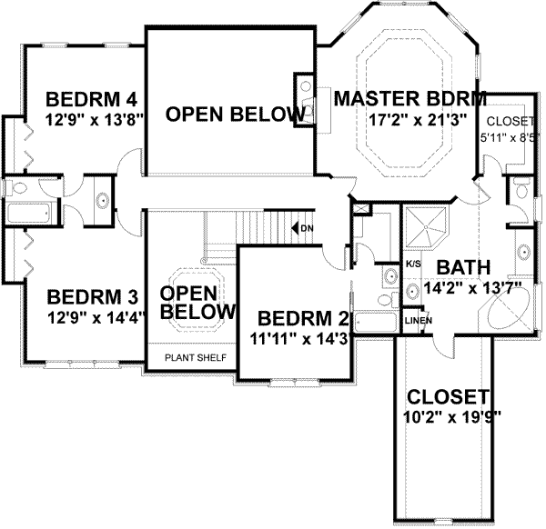 European Floor Plan - Upper Floor Plan #56-225