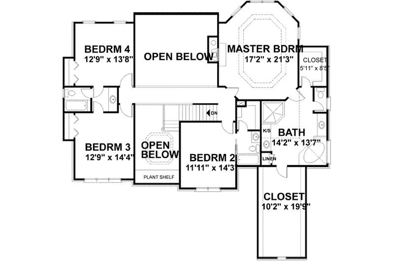 Dream House Plan - Floor Plan - Upper Floor for European House Plan #56-225 - 5 bed, 4 bath
