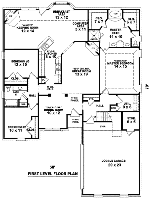 Floor Plan - Main Floor for European House Plan #81-1104 - 3 bed, 3 bath