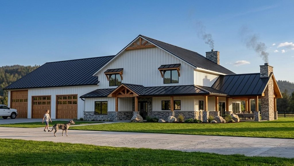 Exterior - Front Elevation 2 for Barndominium House Plan #1064-194 - 3 bed, 3 bath