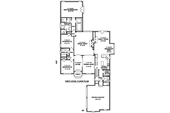 Floor Plan - Main Floor for European House Plan #81-1229 - 3 bed, 2.5 bath