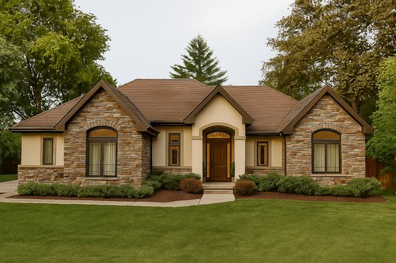 Exterior - Front Elevation for Traditional House Plan #20-2098 - 3 bed, 2 bath