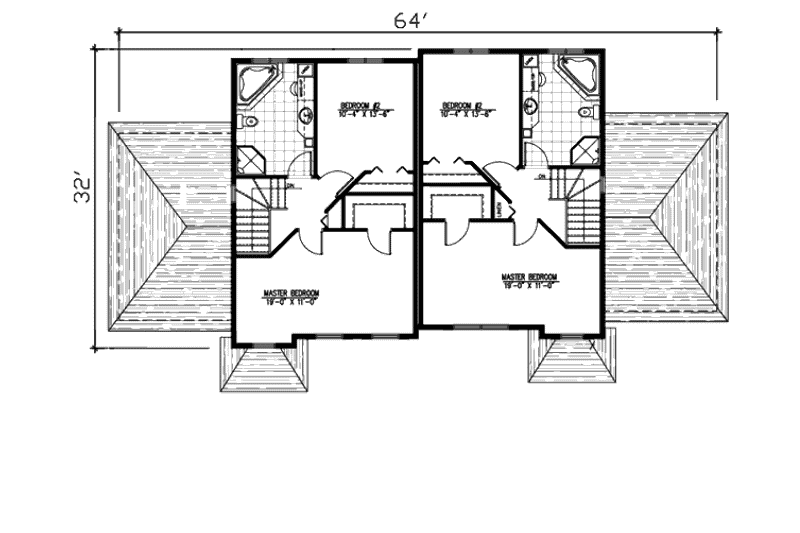 House Design - Floor Plan - Upper Floor for Traditional House Plan #138-239 - 2 bed, 1.5 bath
