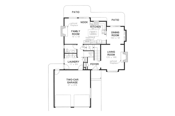 Floor Plan - Main Floor for Traditional House Plan #18-9043 - 3 bed, 2.5 bath