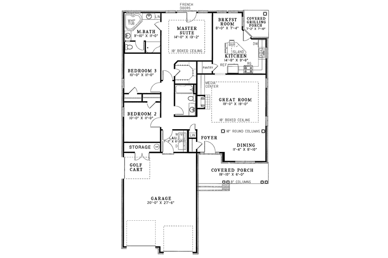 Architectural House Design - Floor Plan - Main Floor for Country House Plan #17-2650 - 3 bed, 2 bath