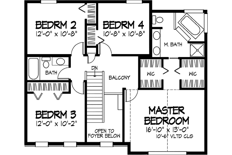 Home Plan - Floor Plan - Upper Floor for Colonial House Plan #320-893 - 4 bed, 2.5 bath