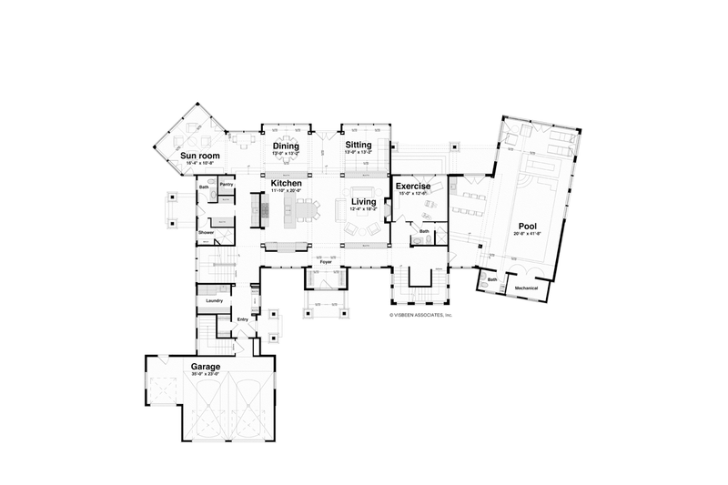 Architectural House Design - Floor Plan - Main Floor for Craftsman House Plan #928-247 - 4 bed, 6 bath