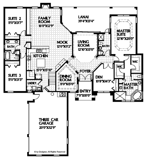 Architectural House Design - Mediterranean Floor Plan - Main Floor Plan #999-52