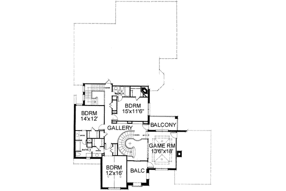 Floor Plan - Upper Floor for European House Plan #141-186 - 4 bed, 4.5 bath