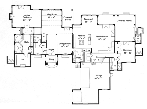 House Blueprint - Mediterranean Floor Plan - Main Floor Plan #417-796