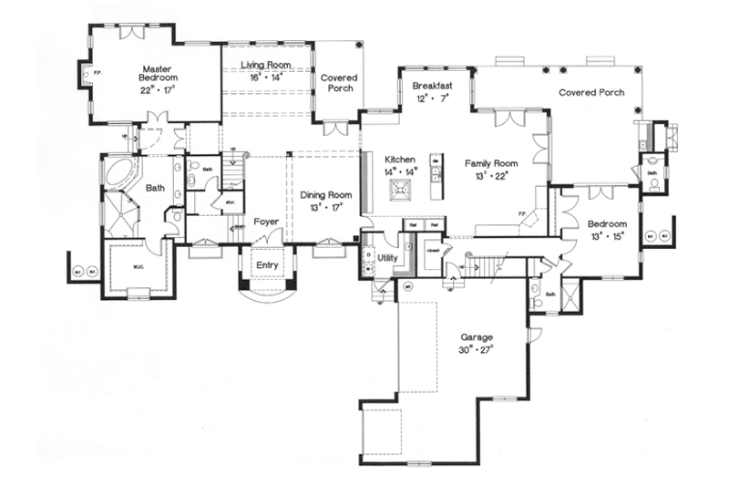 Dream House Plan - Floor Plan - Main Floor for Mediterranean House Plan #417-796 - 4 bed, 4 bath
