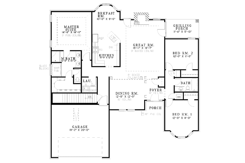 Architectural House Design - Floor Plan - Main Floor for Ranch House Plan #17-3252 - 3 bed, 2 bath