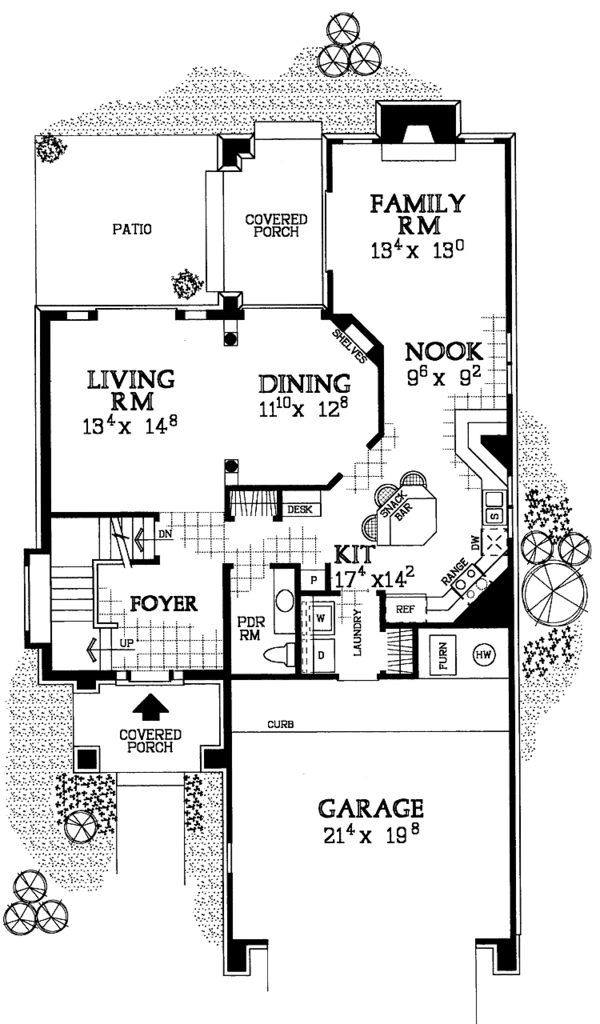 House Blueprint - Traditional Floor Plan - Main Floor Plan #72-1095