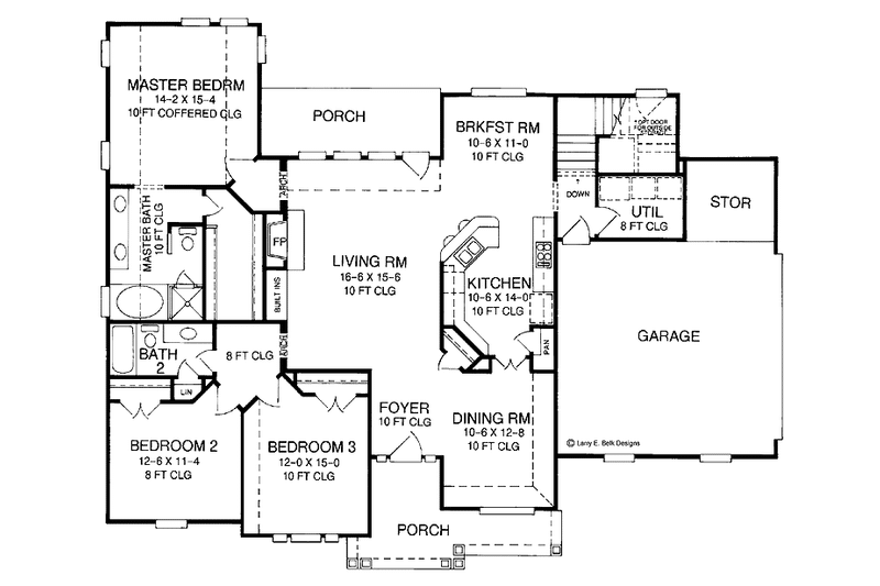 Home Plan - Floor Plan - Main Floor for Mediterranean House Plan #952-285 - 3 bed, 2 bath