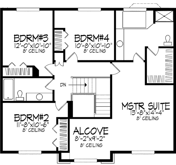 Architectural House Design - European Floor Plan - Upper Floor Plan #51-902