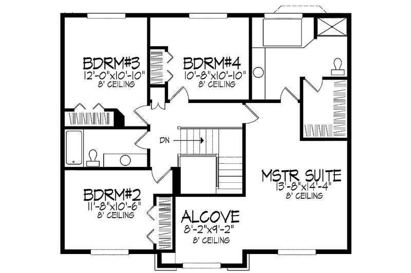 Home Plan - Floor Plan - Upper Floor for European House Plan #51-902 - 4 bed, 2.5 bath
