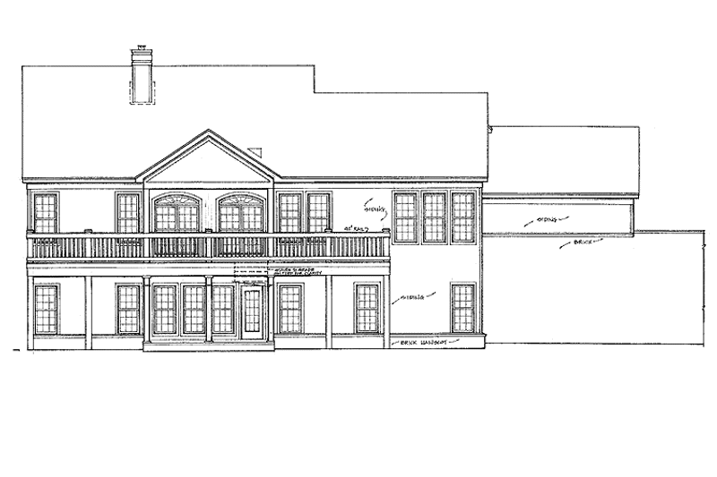 House Blueprint - Exterior - Rear Elevation for Country House Plan #952-108 - 4 bed, 2.5 bath