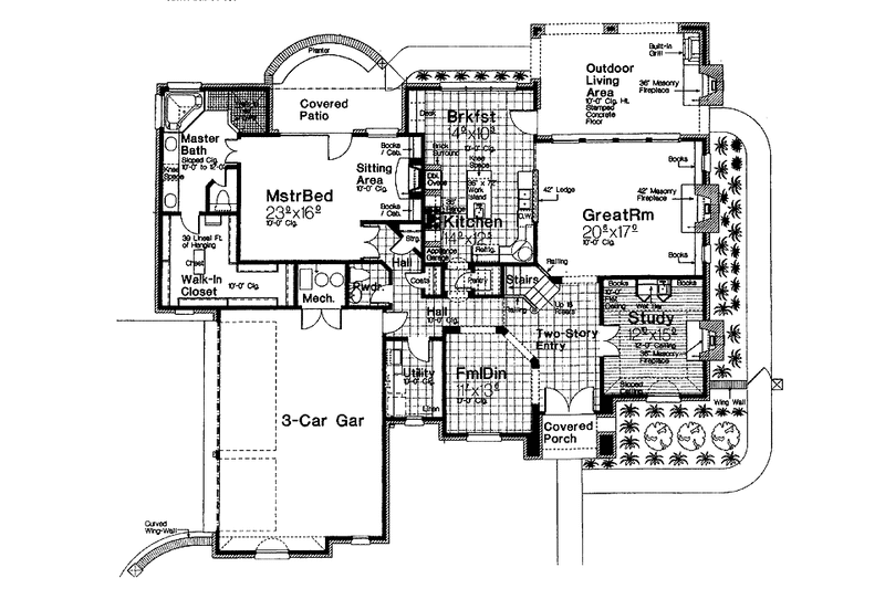 Home Plan - Floor Plan - Main Floor for Country House Plan #310-1198 - 4 bed, 3.5 bath
