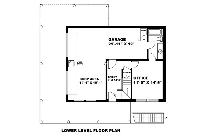 Home Plan - Floor Plan - Lower Floor for Log House Plan #117-963 - 3 bed, 3.5 bath