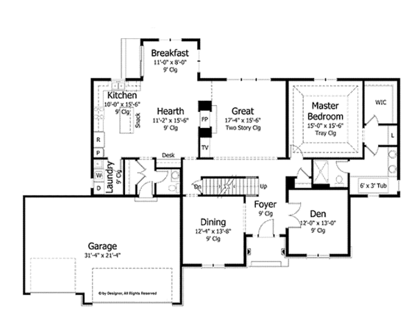 House Plan Design - Colonial Floor Plan - Main Floor Plan #51-1042