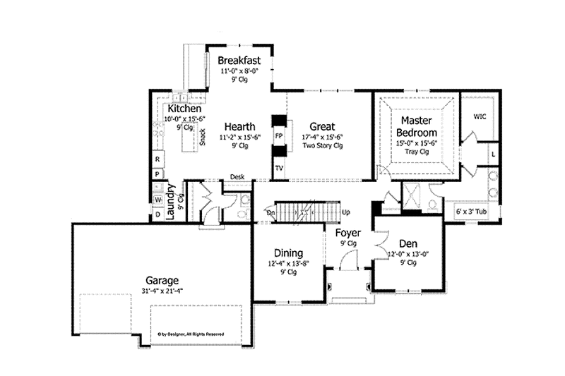 Home Plan - Floor Plan - Main Floor for Colonial House Plan #51-1042 - 4 bed, 3.5 bath
