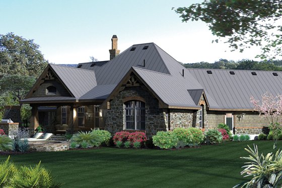 Exterior - Rear Elevation 2 for Country House Plan #120-243 - 3 bed, 2.5 bath